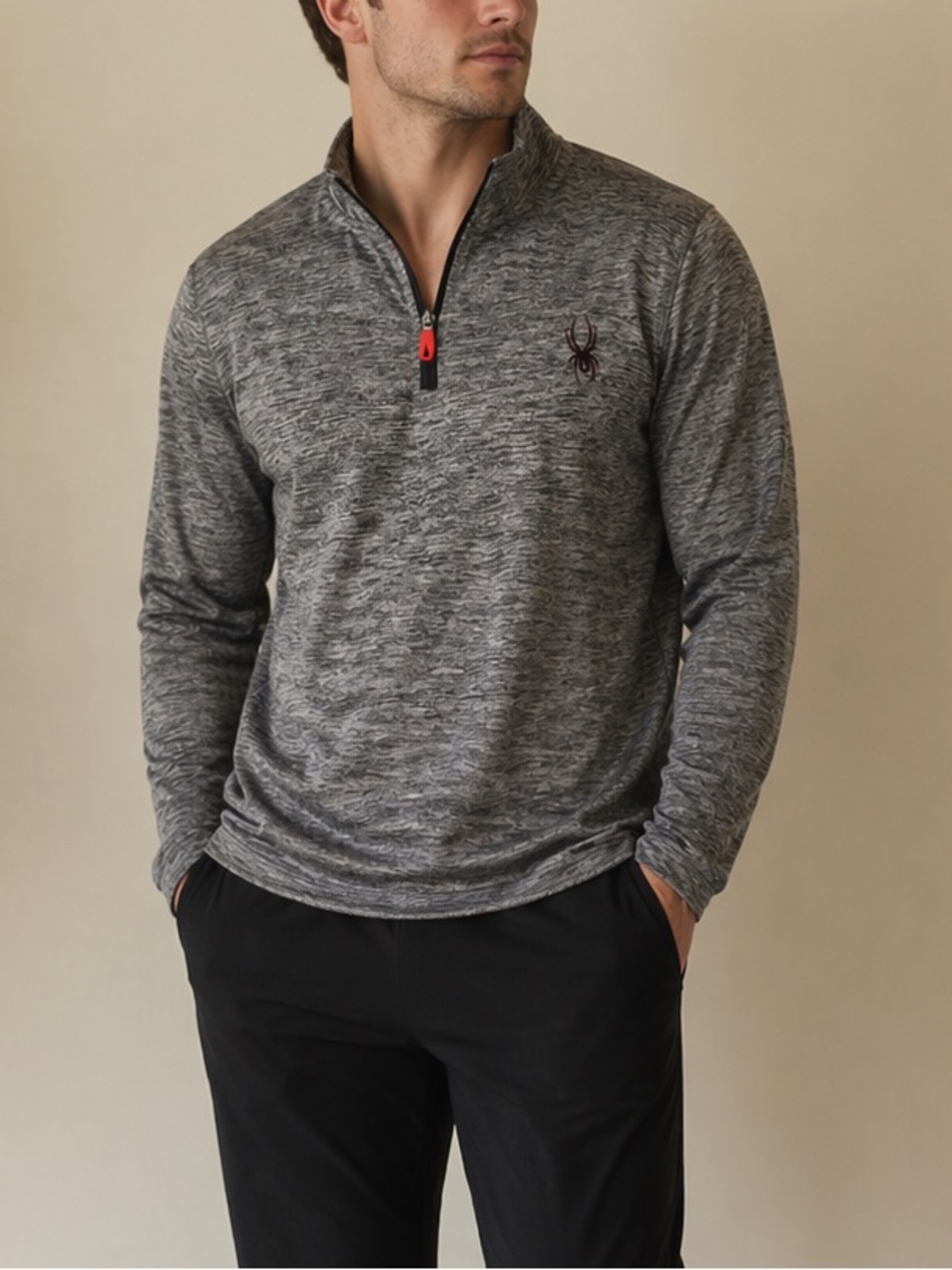 Men’s Gray Lightweight Spyder Quarterzip Sweatshirt size Medium